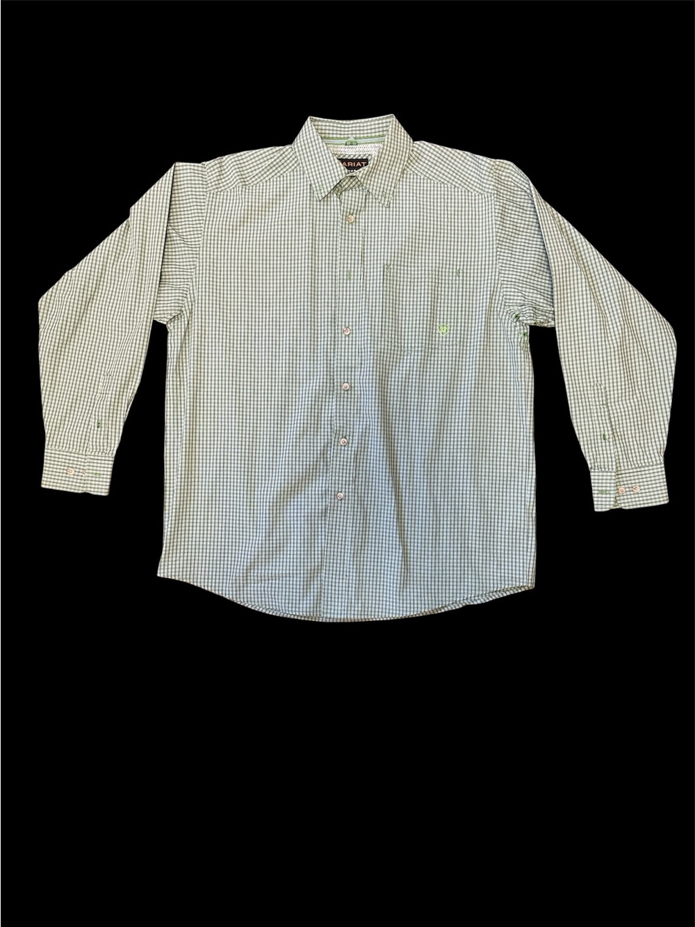 Ariat Green&Navy Button Down Western Shirt Size: Large